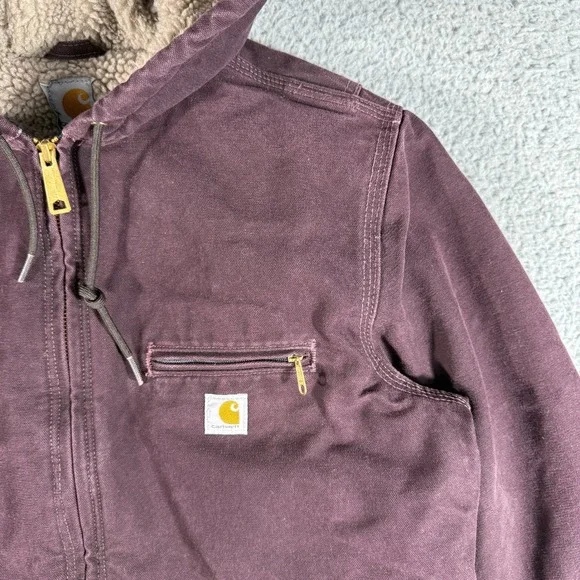 Carhartt For Women Medium Sherpa Fleece Lined Hooded Jacket Purple WJ141DWN - Picture 2 of 10